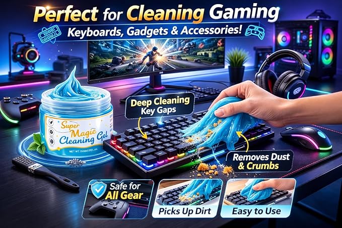 Magic Cleaning Gel Car Putty 2PCS – Car Interior Dust Cleaner for Vents, Dash, Console & Cup Holders – Universal Car Detailing Cleaning Gel for Keyboard, Electronics, Auto Accessories Cleaning Kit
