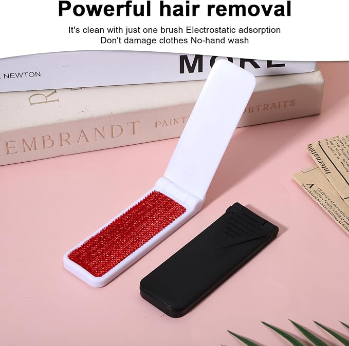 6 Pack Foldable Lint Brush Pet Hair Remover Portable Mini Clothes Brush Reusable Carpet Coat Lint Cleaning Brushes for Cat Dog Fur Pet Fluff Sofa Couch Fabric Furniture Clean Tool Travel