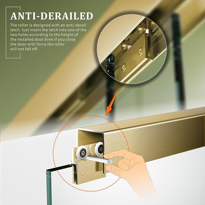 Brushed Gold 56"-60" x 57" Adjustable SGCC/ANSI Certified Tempered Glass Shower Door for Bathtub,Leak-Proof Sliding Reversible Design Tub Door for DIY-Friendly Remodel with Stainless Steel Handles