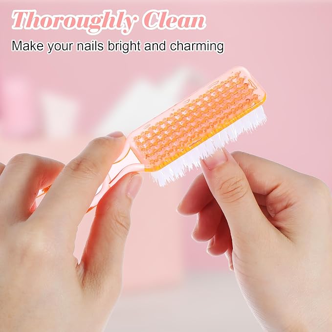 60 Pcs Nail Scrubber Brushes Bulk Handle Grip Manicure Brushes for Cleaning Fingernails Pedicure Cleaning Brush for Toes and Fingernail Cleaning(6 Colors)