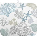 Summer Dish Drying Mat 16×18 Inch Coastal Nautical Kitchen Drying Mats Blue Gray Ocean Microfiber Dish Pad Heat Resistant Absorbent Dish Rack Mat for Home Kitchen Counter Decor