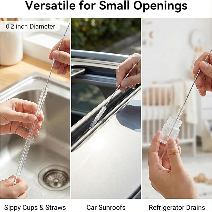 4 Pcs Straw Cleaner Brush Extra Long, 39.4 Inches Wire Tube Brushes with Soft Nylon Bristles Head, Wire Brush Pipe Cleaning Brushes for Feeding Tubes Bottles Straw (White)