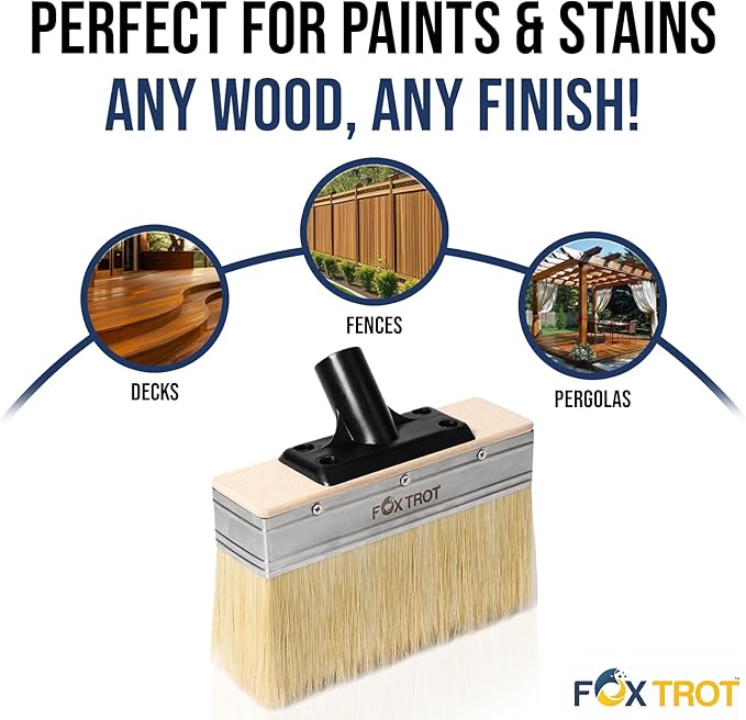Foxtrot Deck Stain Brush 7-Inch, Stain-Brushes for Wood, Professional Grade Deck-Stain Applicator Brush, Stain and Sealer, Limewash Paint Brush, Deck Brush, Wide Paint-Brush for Staining Wood