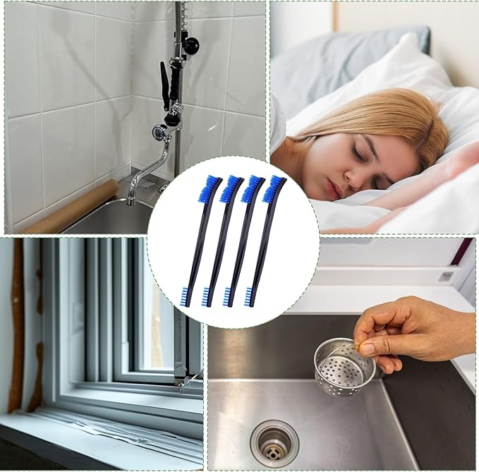 4 Pcs Small Cleaning Brush, Double-Ended Nylon Brush, Jewelry Cleaning Brushes for Detailed Cleanings of Jewelry, Cars, Kitchen, and Spaces