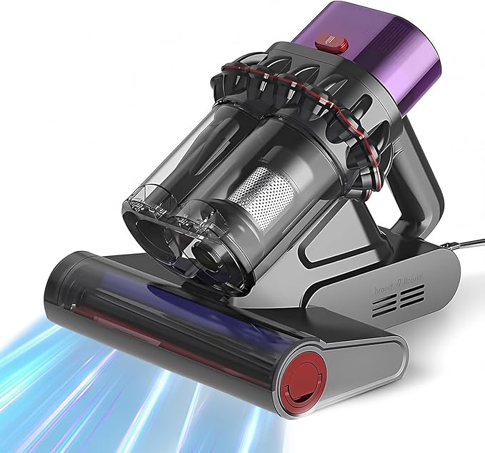Powerful UV Bed Vacuum Cleaner, 14kPa Strong Suction Handheld Vacuum with 5-Cyclone System & Smart Sensor, Cordless for Mattress, Carpet, Car Interior Deep Cleaning