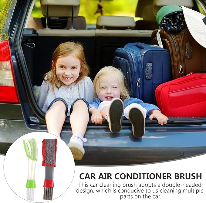 Car Air Vent Cleaning Brush 2pcs Set Double-Ended Mini Duster for Automotive Air Conditioner Cleaner and Interior Dusting Tool and Dashboard Maintenance