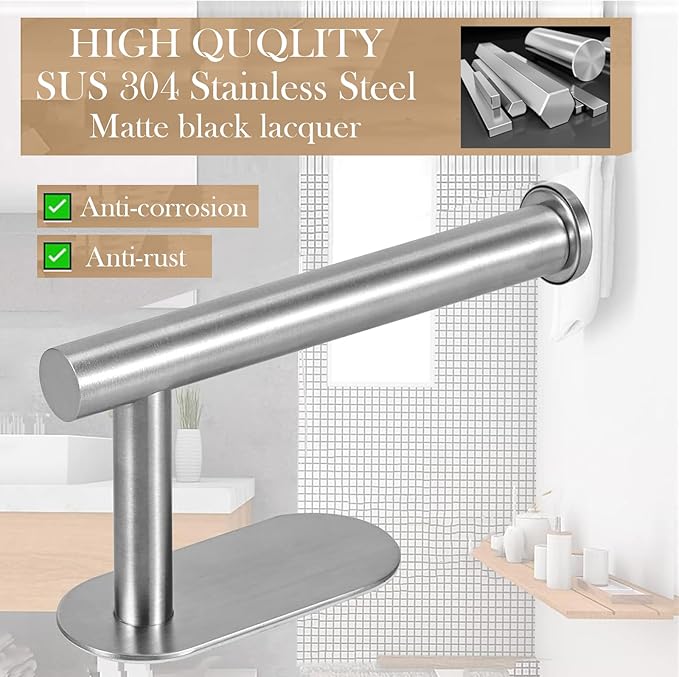 Toilet Paper Holder - Self Adhesive Toilet Paper Holder Wall Mount for Bathroom, SUS 304 Stainless Steel Command Strip Toilet Paper Roll Holder Stick On, No Drilling - Brushed Nickel（2 Pcs）