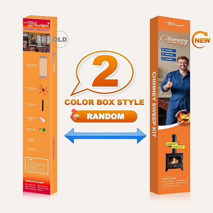 Bluesea Chimney Sweep Kit - Extends Up to 46 Feet, Includes 14 Flexible Rods and Strong Brush for Efficient Cleaning