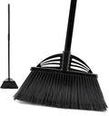 Four-Section Rod Long-Handled Broom,Heavy-Duty Broom, Angle Broom for Outdoor/Indoor（Black）