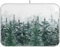 Winter Forest Scenery Dish Drying Mat for Kitchen Christmas Tree Snow Xmas Microfiber Drying Mats Absorbent Reversible Dish Pad Medium Dish Draining Mat 16x18 inch