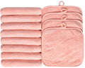 Makeup Remover Cloths for Face, Eye, Lips - Reusable Makeup Remover Pads Soft Microfiber Facial Cleansing Cloths 8 x 8 inch 12 Pack (Coral)
