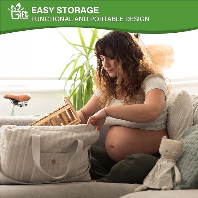 Bamboo Baby Bottle Drying Rack, Space Saving Countertop Bottle Holder Portable Dryer Rack Organizer for Baby Bottles, Cups, Pacifiers and Accessories, Birthday Box for Women Mother Mom