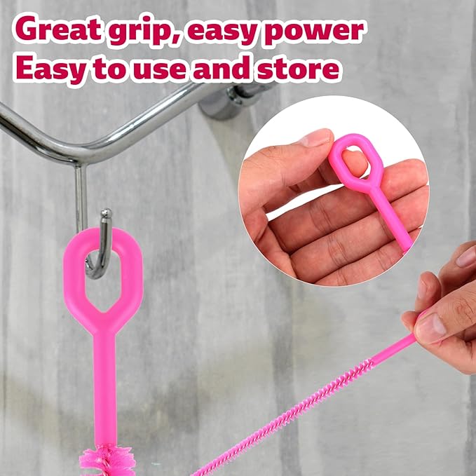 4pcs Straw Cleaner Brushes for Stanley, 12.6in Extra Long 3 Sizes Full Bristles Coverage Reusable Drinking Straw Brush Cleaning Accessories for Water Bottle Tumblers Sippy Cup Tube (Rose Pink)