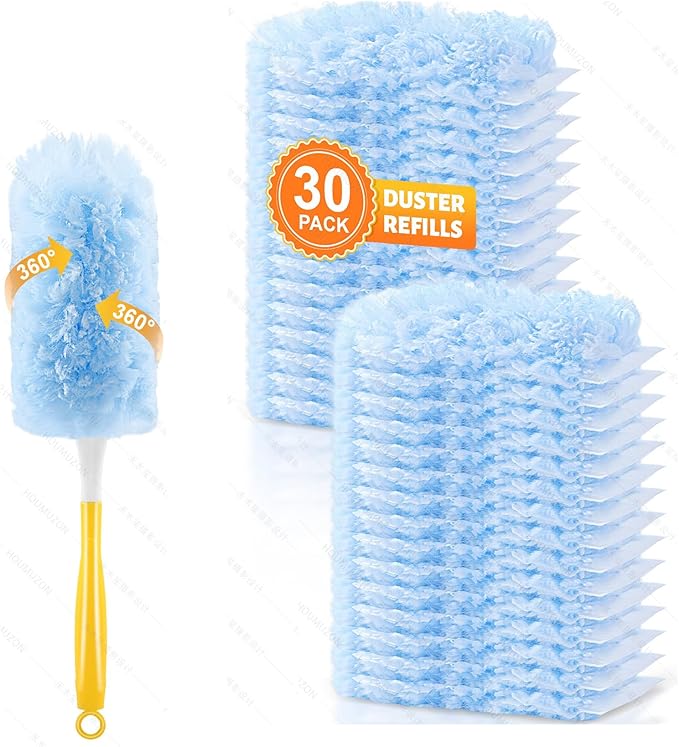 Duster Refill for Swiffer Duster Refill，360 Dusters Heavy Duty Refills, Multi Surface Disposable Duster Kit Unscented for Home, Office, Furniture (30 Count + 1 Handle)
