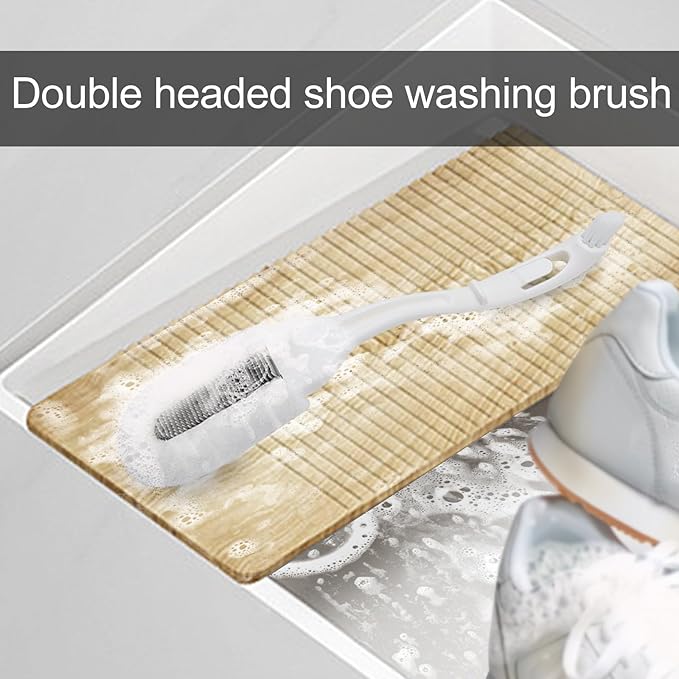 Professional Cleaning Shoe Brush, Multifunctional Ergonomics Handle Shoe Brush Cleaner, Soft Bristle Shoes Cleaning Scrubber (Both-end Brush)
