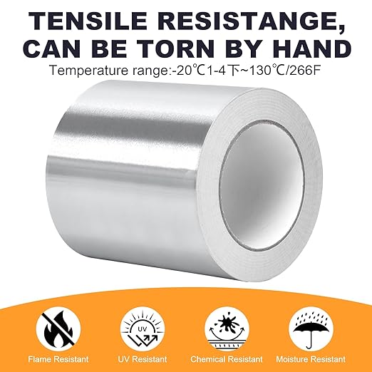 DGSL Aluminum Foil Tape, 3in x167ft(3.9 mil) Silver Metal High Temperature Heavy Duty HVAC Tape for Ductwork, Sealing, Patching, HVAC