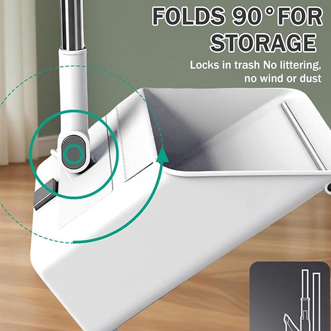 3-in-1 Broom with Dustpan Combo Set Foldable and Rotating Broom and Dustpan Set with Long Handle for Home Office School Dorm with Combo, and, and Dustpa