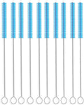 Long Straw Brush, Nylon Pipe Tube Cleaner 10-ihch X 2/5-inch Set of 10 (Blue)