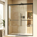 Sliding Shower Door, Fully Framed Aluminum Alloy 50"-60" x 72" Adjustable with 6mm Tempered Glass Panels, Matte Black Square Track, Space-Saving Bypass Design