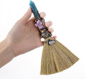 Crystal Witch Altar Broom - Witchcraft Supplies with Blue Apatite Wiccan Stuff Fairy Magic Broomstick with Natural Healing Crystals Hexagonal Points Pagan Fengshui Reiki Energy Clearing Gift