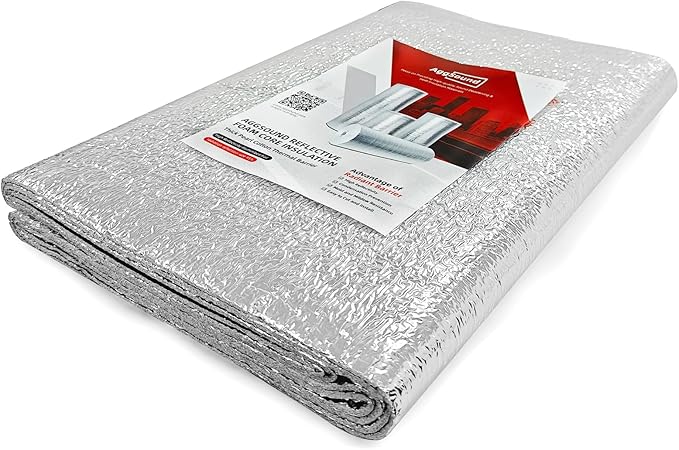 2.9 MM Reflective 48" X 10' Double-Sided Aluminium Insulation Foam Blanket Barrier, Thermal Shield Self Adhesive Pads for RV Window Garage Door Summer Heat