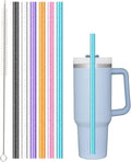 Replacement Straw Compatible with Stanley 40 oz 30 oz Cup Tumbler, 6 Pack Reusable Straw with Cleaning Brush, Plastic, Color, Dishwasher Safe