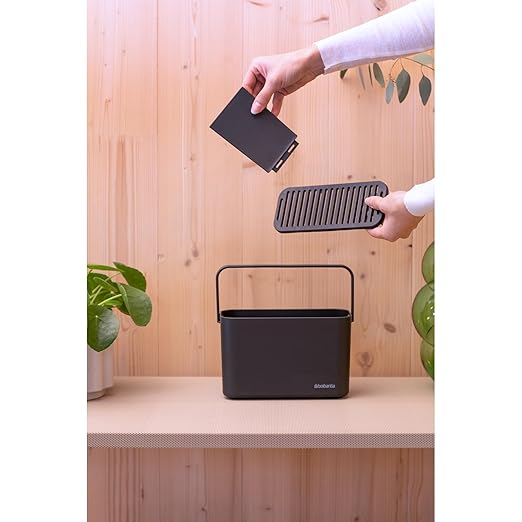 Brabantia SinkSide Cleaning Caddy with Handle - Dark Gray | Cleaning Products Organiser & Storage |Ergonomic & Compact Basket for Cleaning Tools
