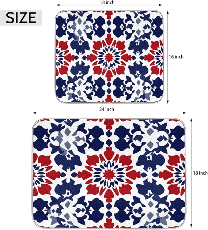 Dish Drying Mat for Kitchen Absorbent Drying Mat Reversible Dish Drying Pad Dish Drying Mats for Kitchen Counter Utensils Pots Water Cup Flowers