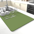 Dish Drying Mat for Kitchen Counter,Drying Mat for Dish Rack,Absorbent Hide Stain Rubber Mat,Coffee Mat, Kitchen Counter Mat (Green, 17"x31.5")