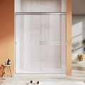 Shower Door 56-60 in. W x 72 in. H, UCALAFEE Semi-Frameless Double Sliding Shower Door with 1/4" (6mm) SGCC Clear Tempered Glass, Silent Soft-Close & Anti-Leak Walk-in Shower Door, Brushed Nickel