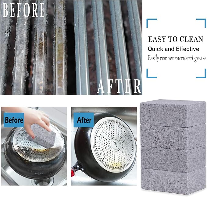 KAYCROWN Grill Griddle Cleaning Brick Block, Grill Cleaning Brick Removing Stains for Flat Top, Sink, BBQ Grill Cleaner, Pumice Griddle Cleaning Stone Griddle Scraper Cleaner, 4 Pack