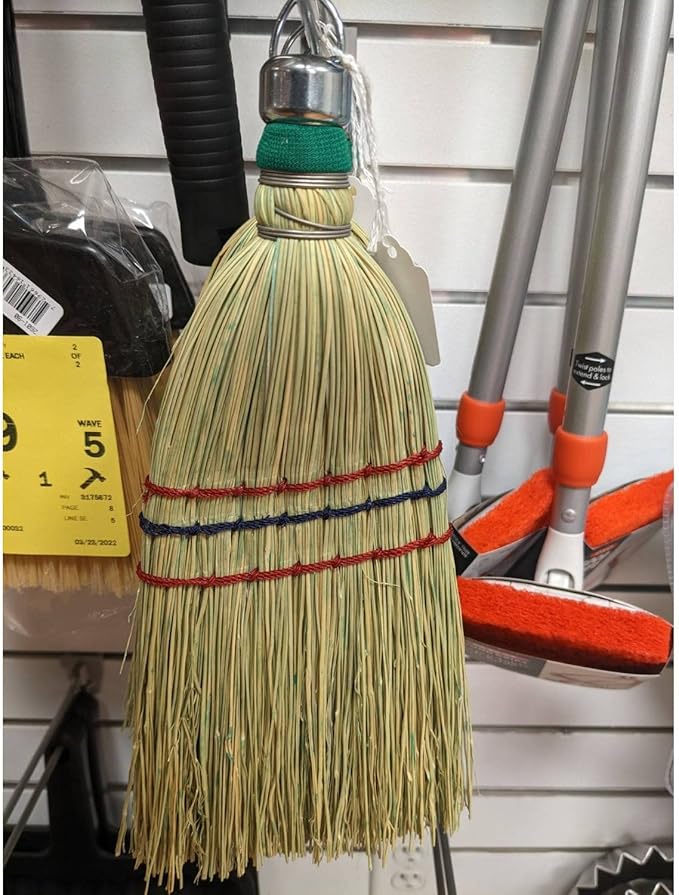 Lehman's Amish-Made Whisk Broom - Authentic Corn Straw Broom with Metal Hanging Hook, Natural, 11 inches