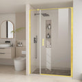 Bathbliss Framed Pivot Shower Door, Glass Shower Door in Brushed Gold, 52.5" to 54" W x 72" H, 5/16" Tempered Glass, Reversible Installation, Easy Setup