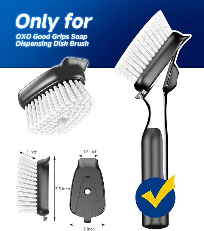 Dish Brush Head Replacement for OXO, 4 Pack Refill Head for OXO Dish Brush, Dish Brush Cleaning Soap Dispensing Head Replacement for Scrubber