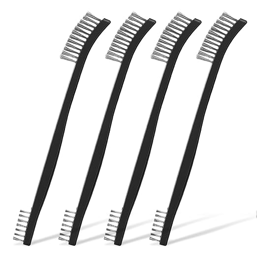 4 Pcs Small Cleaning Brushes, Small Wire Brush for Cleaning, Double-Ended Detail Cleanings Brush for Cleanings Welding Slag and Rust