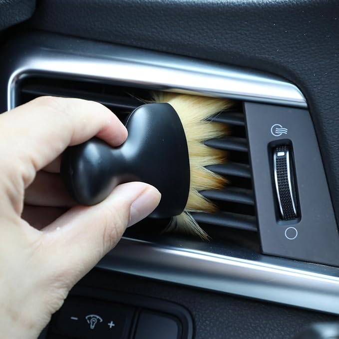 4 Pcs Car Interior Cleaning Brush Automotive Interior Dusting Brush Soft Bristle Detailing Brushes Car Vent Cleaner for Dashboard, Vents, Leather & Keyboards (Yellow)