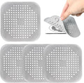 4 Pack Shower Drain Hair Catcher, Silicone Hair Stopper with Suction Cup, Drain Strainer for Bathroom, Bathtub & Kitchen Sink - Grey