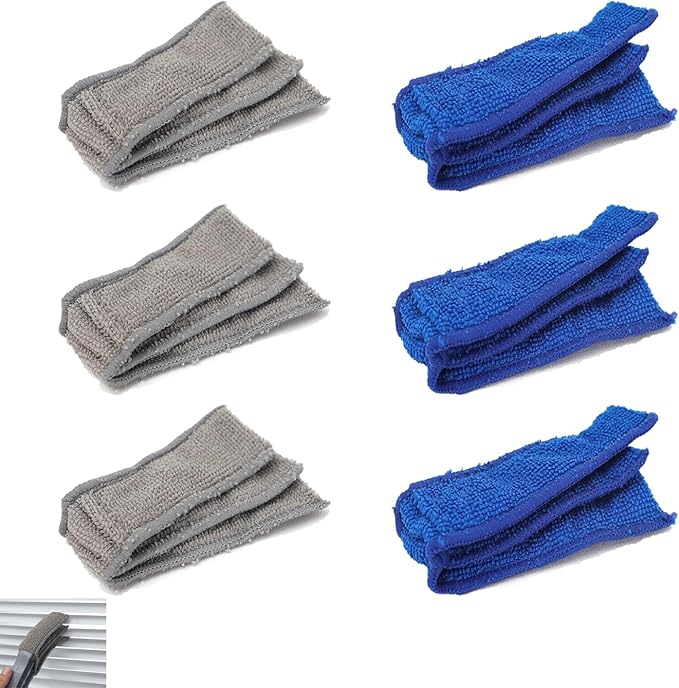 6 Pack Blind Duster Head Replacement Window Blind Cleaner Refill Microfiber Sleeves for Window Blinds Cleaner Duster Brush Blinds Cleaning Tool Air Conditioner Vent Cordless Shade Shutters