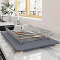 Stone Drying Mat for Kitchen Counter with 5 Wooden Feet, Dark Gary 19.7"×14.7" Diatomaceous Earth Dish Drying Mat, Elevated Drying Stone Mat for Modern Kitchen Countertop (Light Gray, Standard)