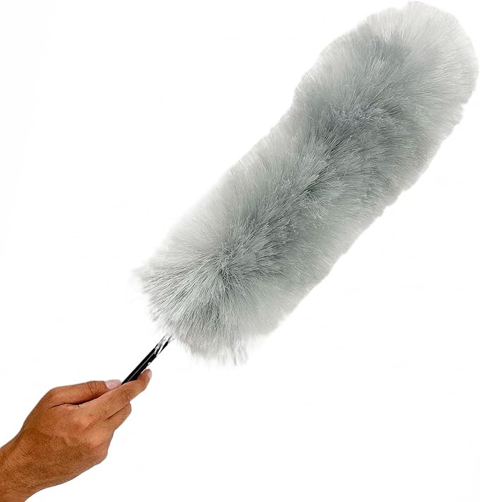 Kitchen + Home Large Static Duster - 27" Synthetic Feather Duster - Silver