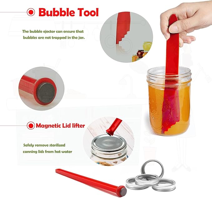 Canning Supplies Kit - 9 Piece 430 Stainless Steel : Rack,Funnel,Jar Lifter,Jar Wrench,Lid Lifter,Tongs,Spoon,Cleaning Brush/Bubble Remover Tool.Suitable for all beginners and professionals