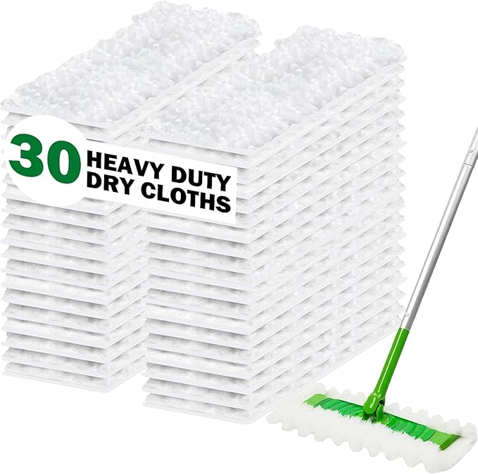 Heavy Duty Dry Sweeping Cloth Refills for Swiffer Sweeper Mop, Sweeper Pet Dry Pad Refills to Clean Dust, Pet Hair, Dirt, Floor Duster Mop Pads, 30 Count