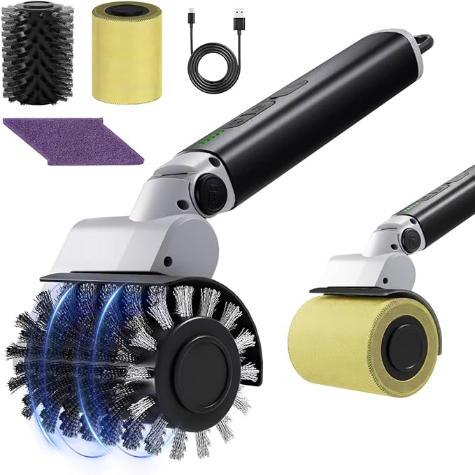 Electric Grill Brush for Outdoor Grill: 3-Speed Power Control BBQ Grill Brush, Cordless BBQ Grill Cleaning Brush with 90° Adjustable, 90 Mins Runtime,for Burnt-On Grease & Grill Grates