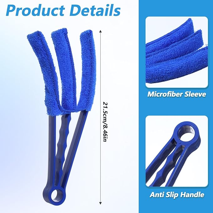 Blind Cleaner Duster Tool, 2 Pack 3 Arms Blind Duster with 4 Microfiber Sleeves Window Blinds Cleaner Tool for Car Air Condition Vent Cleaning Tools