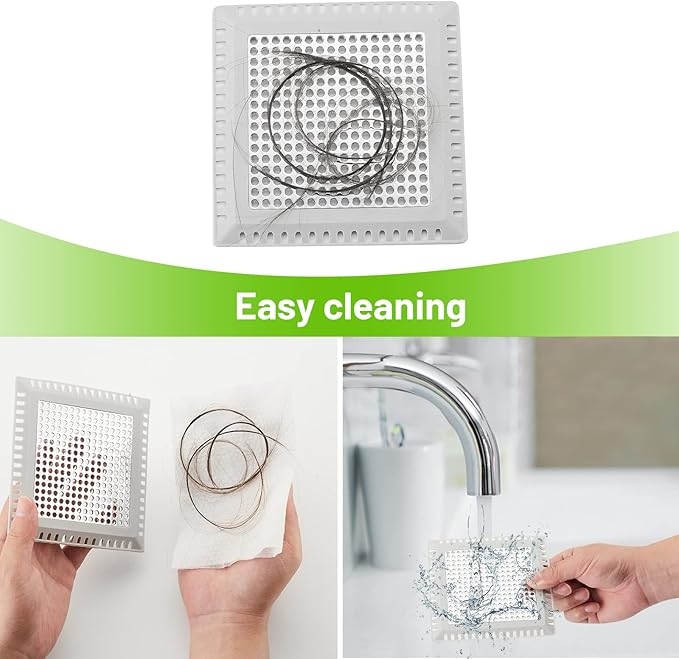 Shower Drain Hair Catcher,Quality Drain Cover Hair Catcher for Bathroom Floor,Square Hair Catcher Shower Drain -No Rust! Shower Hair Drain Catcher to Keep Away from Clogged Drain