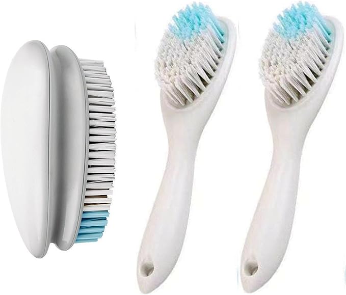 3 Pack Scrub Brushes, Laundry Stain Brush,Household Cleaning Washing Brush Scrubbing Brushes for Clothes Shoes (White)