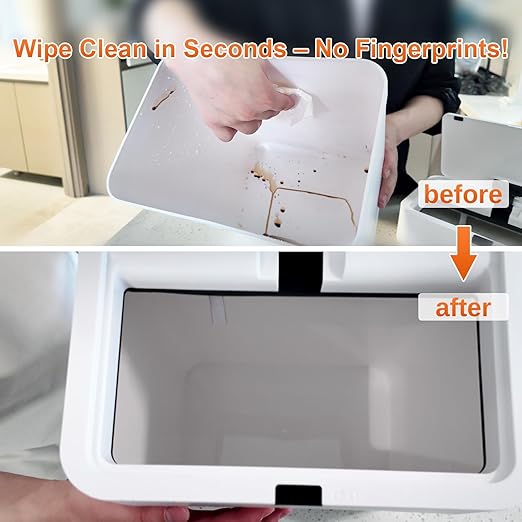 Gallon Motion Sensor Bathroom Trash Can with Lid, Automatic Garbage Bin for Bathroom, Slim Plastic Narrow Bedroom Trash Bin Garbage Can, 15L