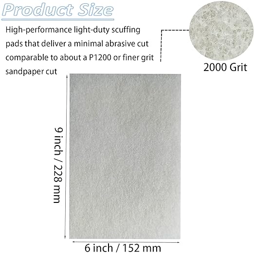 10 Pack 6" x 9" Superfine General Purpose Scuff Pads for Scuffing, Scouring, Sanding, Paint - Surface Preparation Automotive Car Auto Body Woodworking (White -2000 Grit)