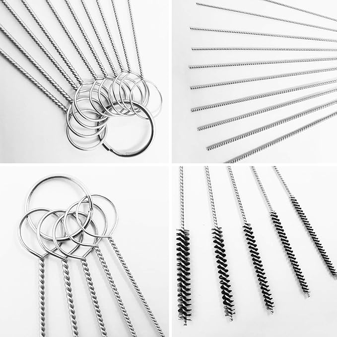 Wire Brush Set for Car Detailing - 9 PCS Cleaning Kit with 3 Brass, 3 Steel, 3 Nylon Brushes