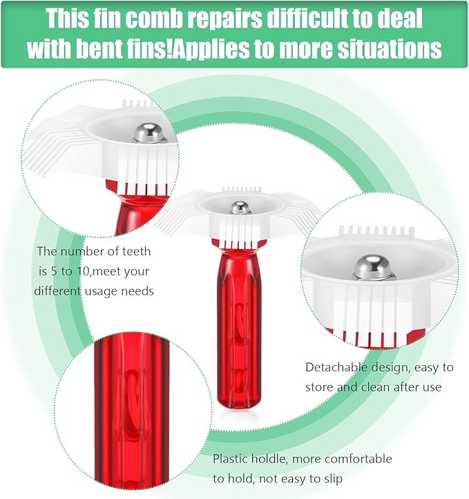 3 Pieces Air Conditioning Brush Set Includes FCR6 Ring Fin Comb Air Conditioner Fin Cleaner Condenser Radiator Fin Comb Stainless Steel Fin Straightener Cleaner Brush Repair Tool for Condenser Coil